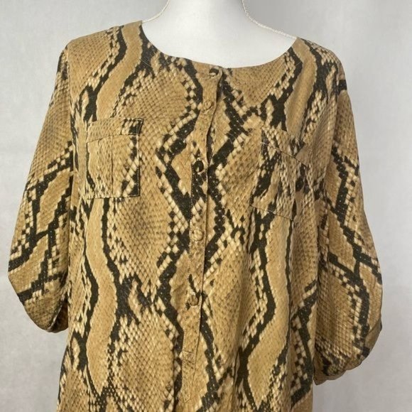 Reyna Angora tan snake print dress long sleeve size XL - Picture 2 of 11